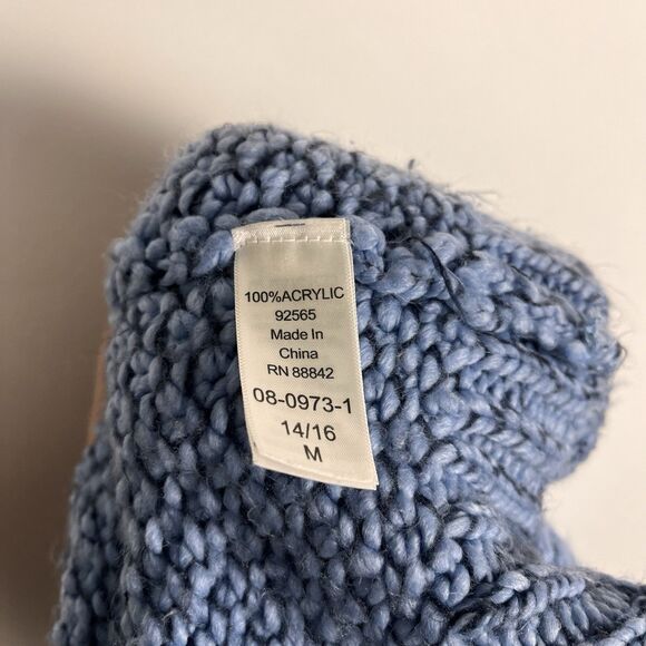 Roamans Chunky Knit Long Cardigan Womens 14/16 Blue Marled Sweater Open Front - Picture 7 of 7